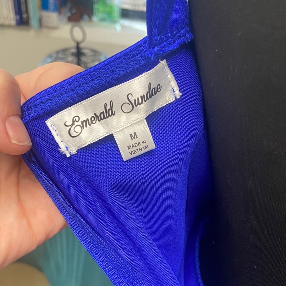 Emerald Sundae Cobalt Blue Satin Midi Dress - Picture 6 of 8